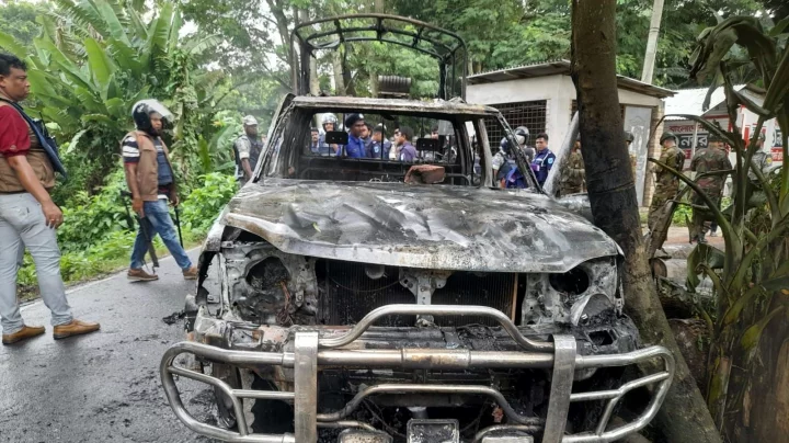 Gopalganj Arson Attack on Police Vehicle