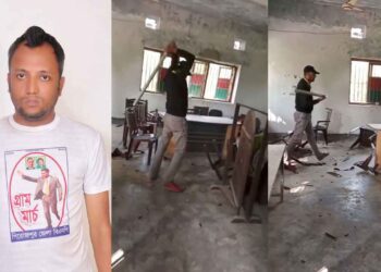 Video of Chhatra Dal leader’s vandalism goes viral: Imran Ahmed Sajeeb expelled from Pirojpur
