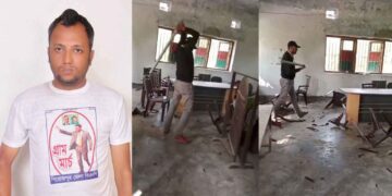 Video of Chhatra Dal leader’s vandalism goes viral: Imran Ahmed Sajeeb expelled from Pirojpur